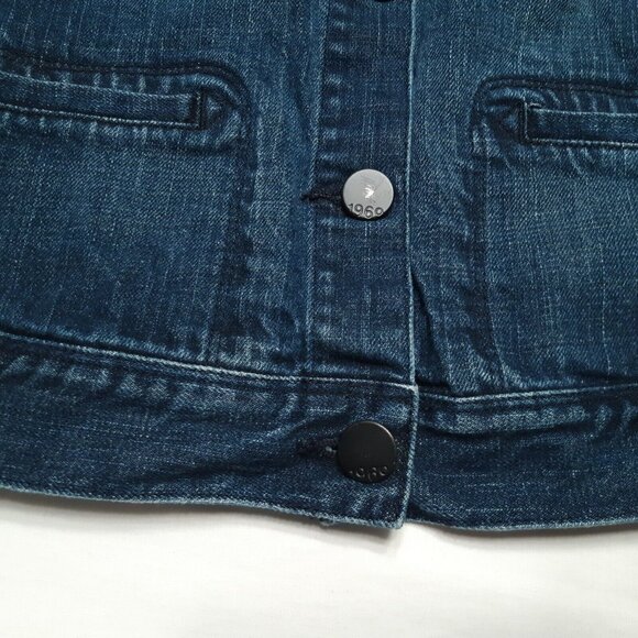 Gap Jacket Girls Medium Blue Kids 1969 Button Up Denim Pockets Dark Wash Stretch - Picture 10 of 15